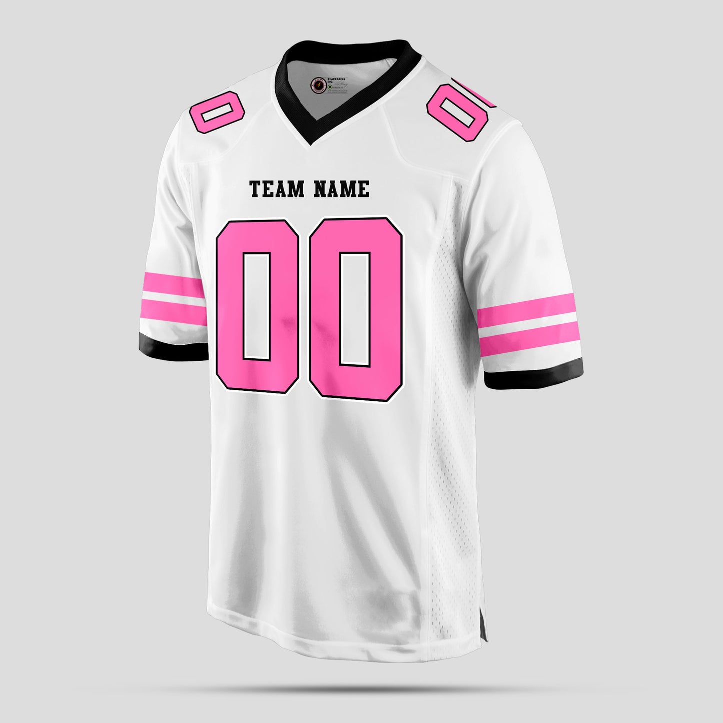 Custom White, Pink, and Black Football Jersey – Personalized Team Gear