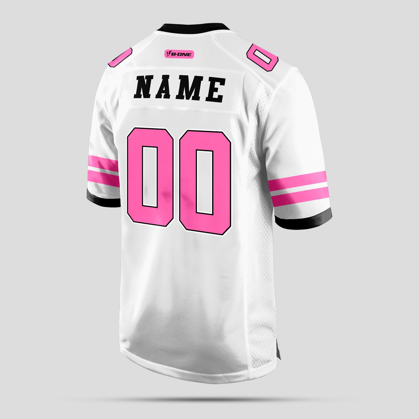 Custom White, Pink, and Black Football Jersey – Personalized Team Gear