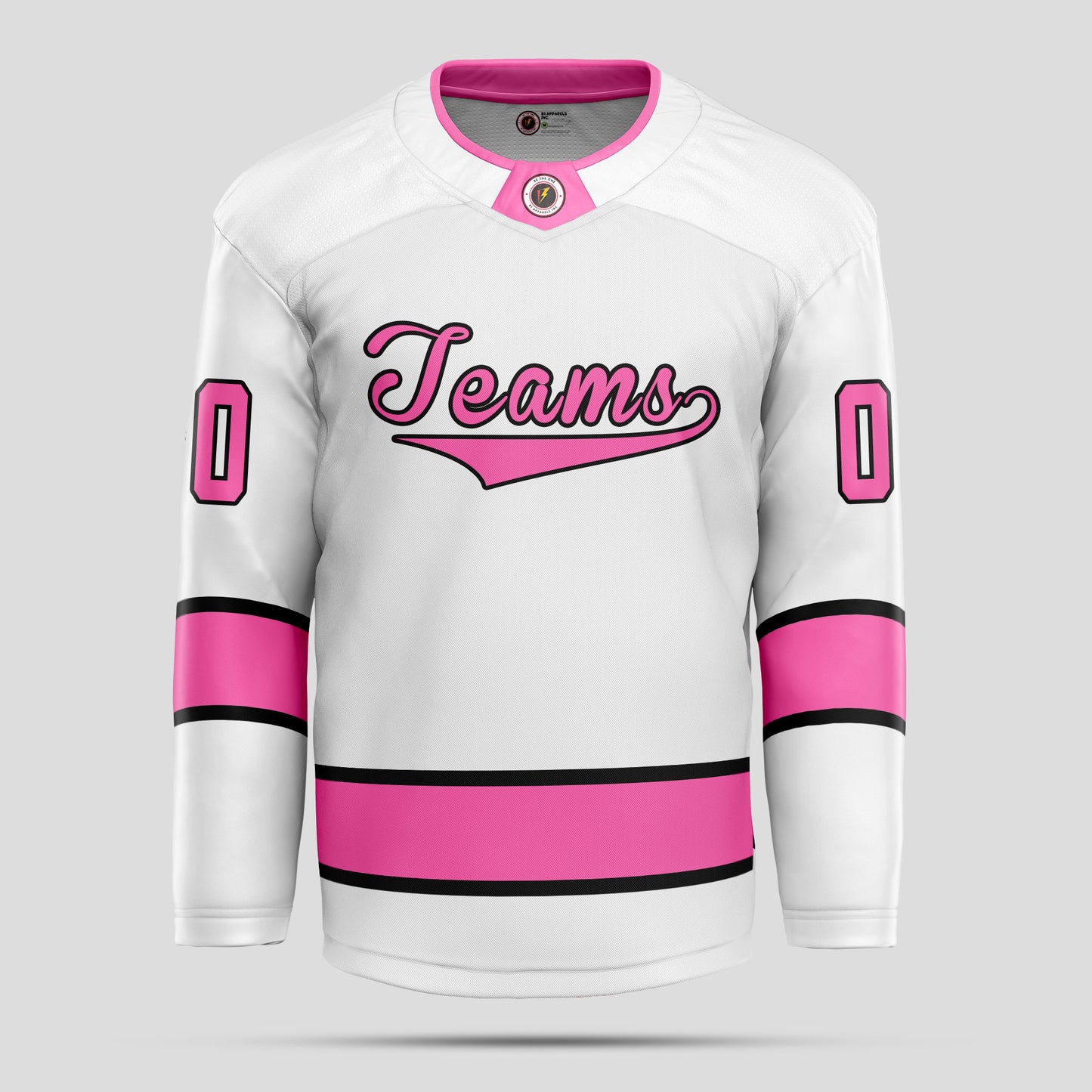 Custom White, Pink, and Black Hockey Jersey - Premium Quality & Personalized