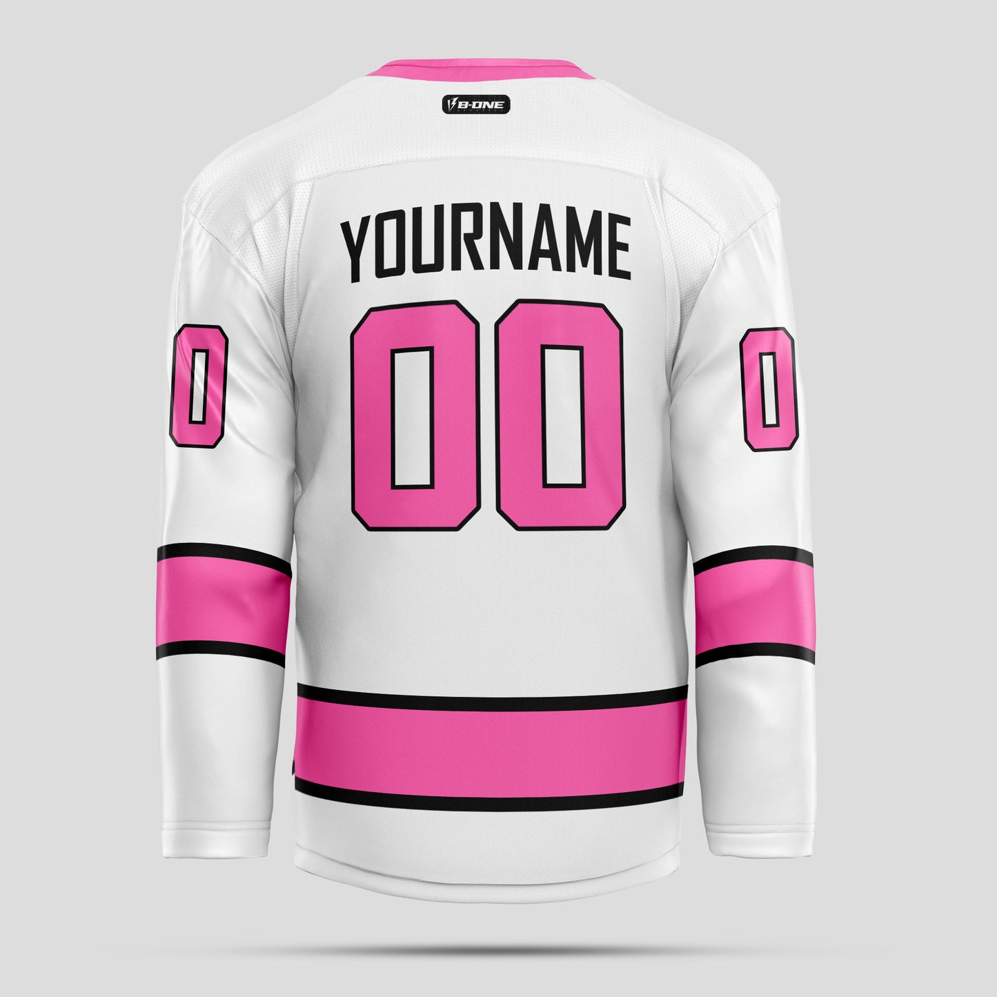 Custom White, Pink, and Black Hockey Jersey - Premium Quality & Personalized