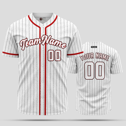 Custom White Pinstripe and Red Authentic Baseball Jersey