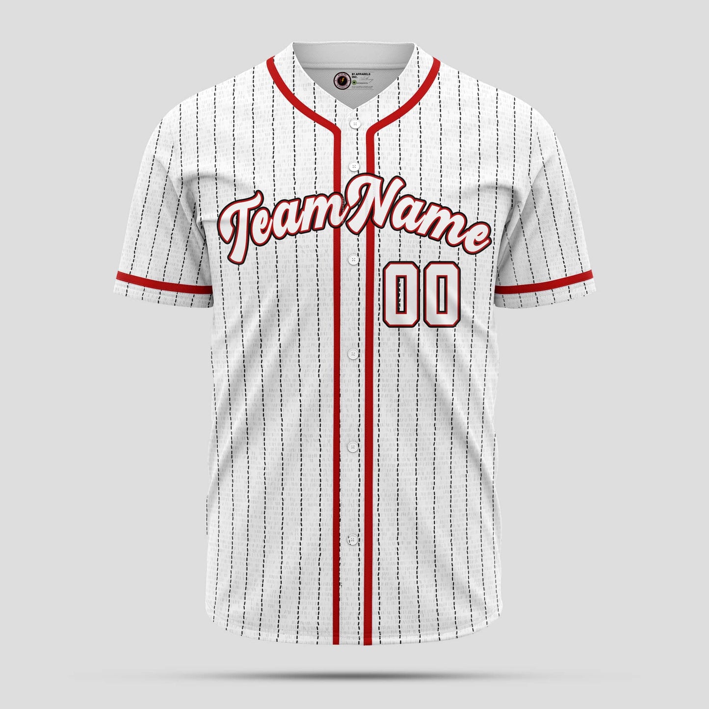 Custom White Pinstripe and Red Authentic Baseball Jersey