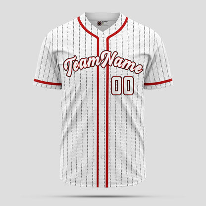 Custom White Pinstripe and Red Authentic Baseball Jersey