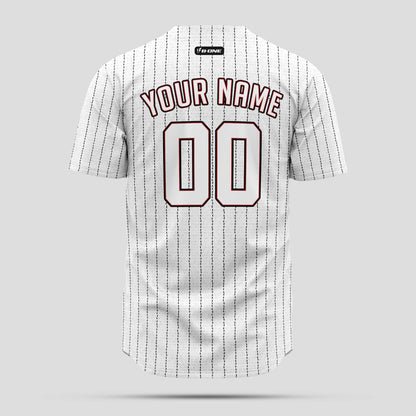 Custom White Pinstripe and Red Authentic Baseball Jersey