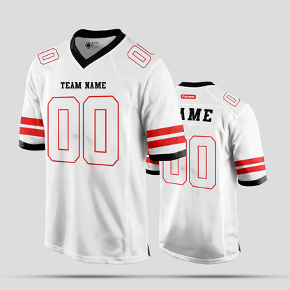 Custom White, Red, and Black Football Jersey – Premium Team Gear