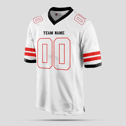 Custom White, Red, and Black Football Jersey – Premium Team Gear