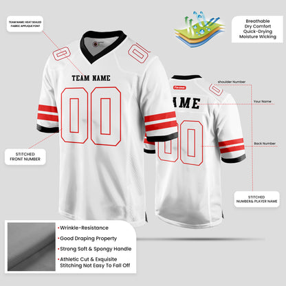 Custom White, Red, and Black Football Jersey – Premium Team Gear