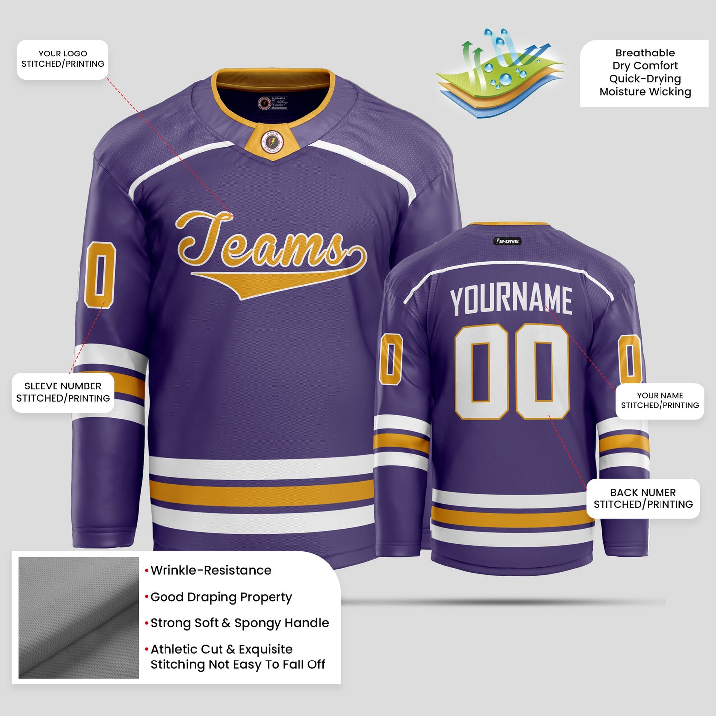 Custom Yellow and Navy Blue High-Quality Hockey Jersey - Premium Personalized Teamwear