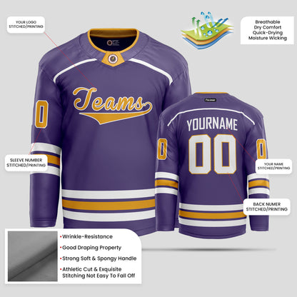 Custom Yellow and Navy Blue High-Quality Hockey Jersey - Premium Personalized Teamwear