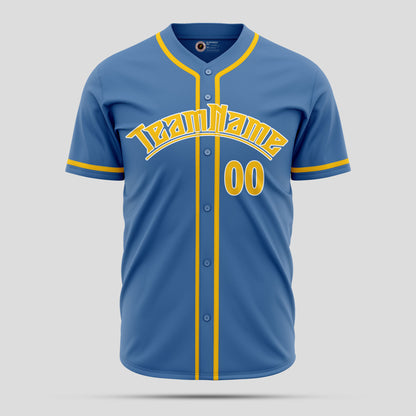 Elite Custom Navy, Light Blue & Yellow Quality Baseball Jersey