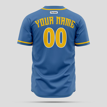 Elite Custom Navy, Light Blue & Yellow Quality Baseball Jersey