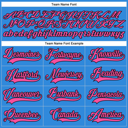 Custom Electric Blue Pink-Black Hockey Lace Neck Jersey