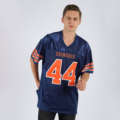 Custom Navy Orange-White Mesh Authentic Football Jersey