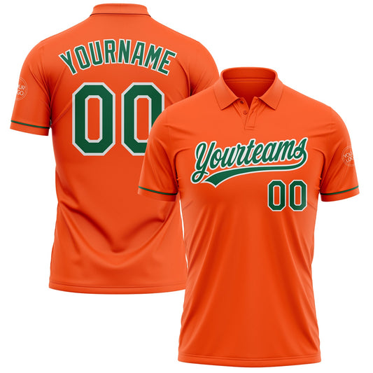 Custom Orange Kelly Green-White Performance Vapor Golf Polo Shirt - B1 APPARELS
