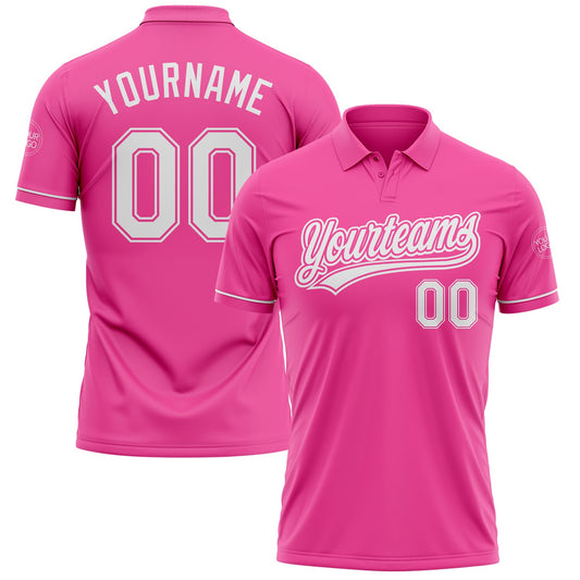 Custom Pink White Performance Vapor Golf Polo Shirt - B1 APPARELS