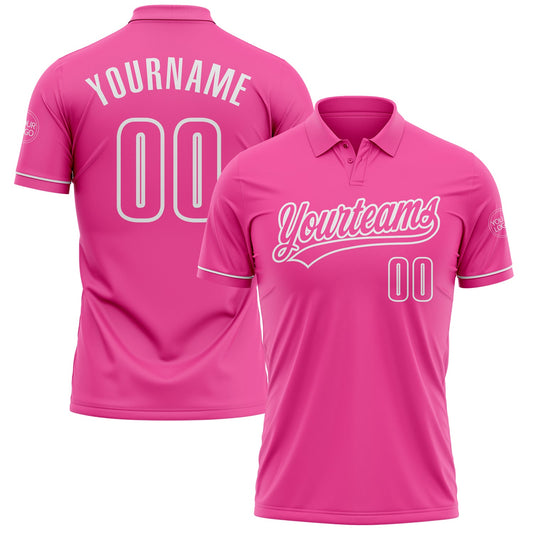 Custom Pink White Performance Vapor Golf Polo Shirt - B1 APPARELS