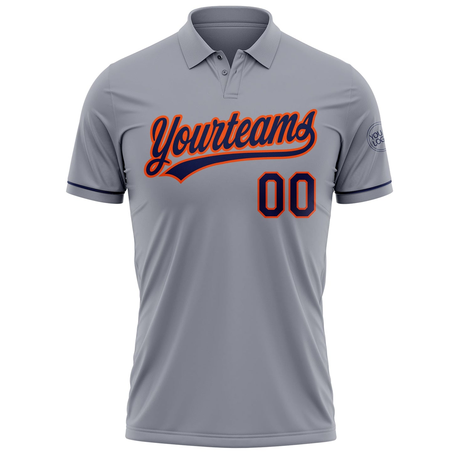 Custom Gray Navy-Orange Performance Vapor Golf Polo Shirt