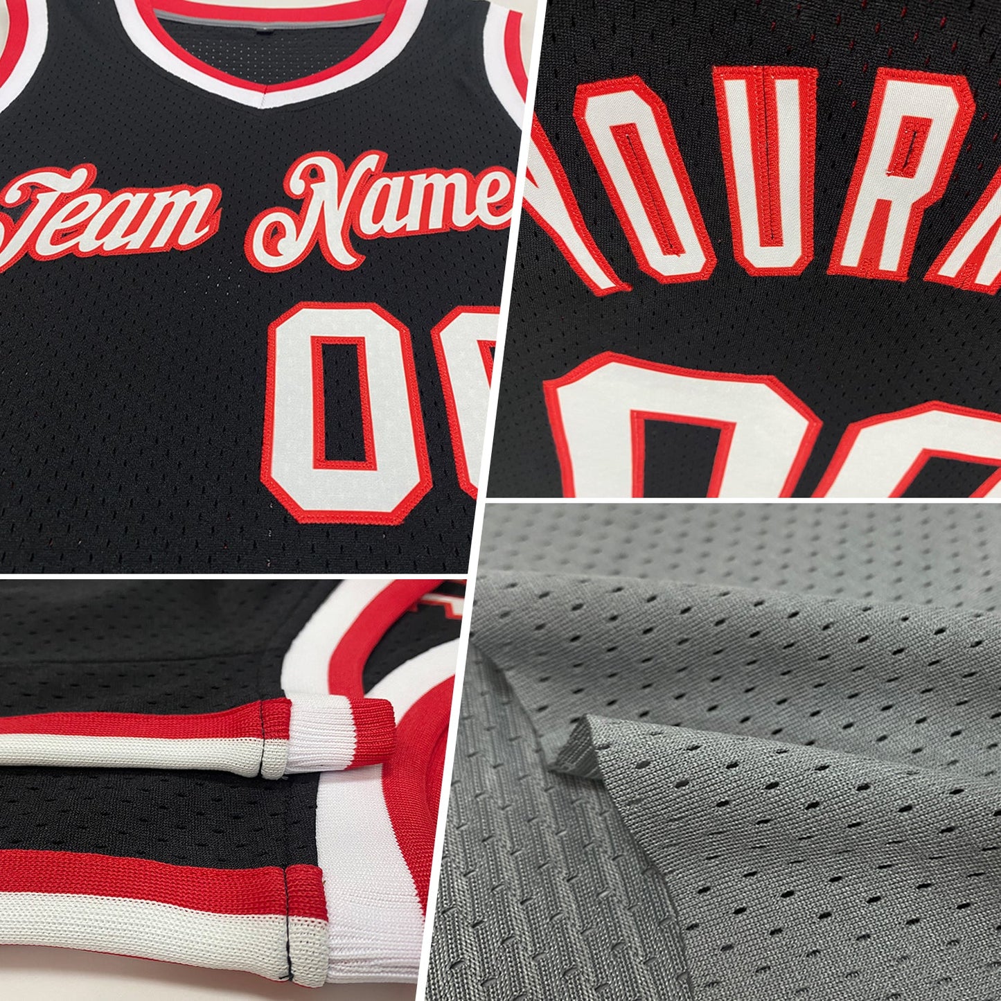 Custom Gray Navy-Red Authentic Throwback Basketball Jersey