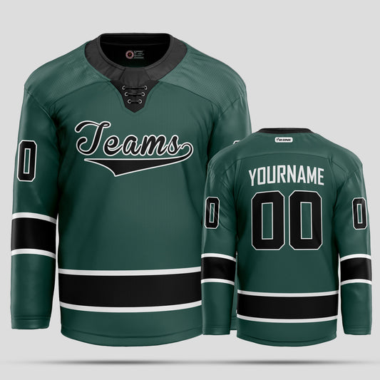 High-Quality Custom Green & Black Hockey Jersey