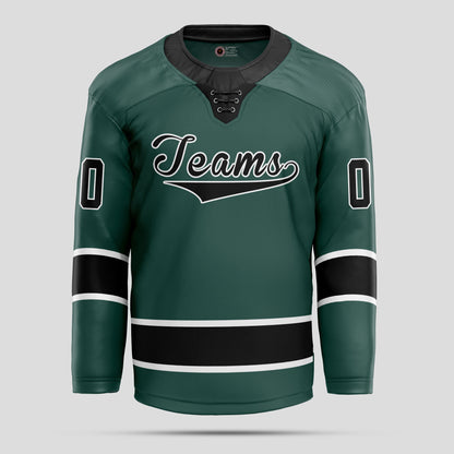 High-Quality Custom Green & Black Hockey Jersey