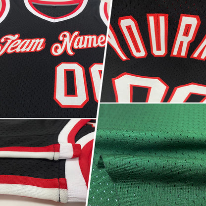 Custom Hunter Green White-Light Blue Authentic Throwback Basketball Jersey