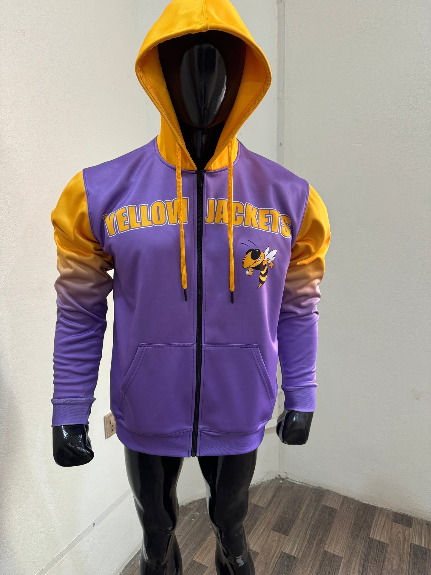 Custom Team Name Purple and Yellow Pullover Sweatshirts Hoodie