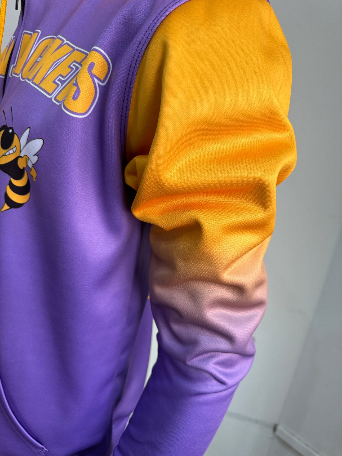 Custom Team Name Purple and Yellow Pullover Sweatshirts Hoodie