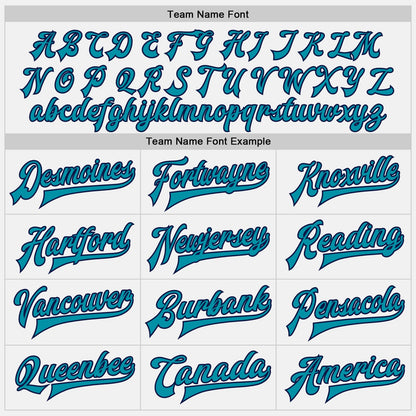 Custom White Teal Pinstripe Teal-Navy Bomber Full-Snap Varsity Letterman Jacket