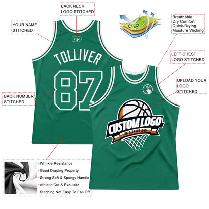 Custom Kelly Green White Authentic Throwback Basketball Jersey