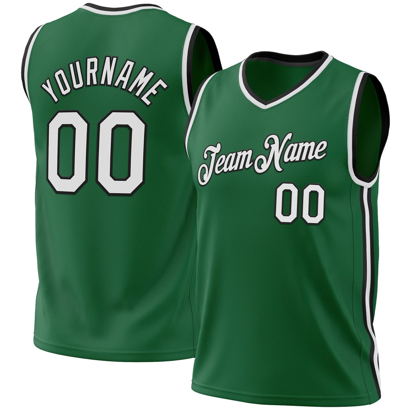 Custom Kelly Green White-Black Authentic Throwback Basketball Jersey