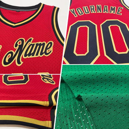 Custom Kelly Green Red-White Authentic Throwback Basketball Jersey