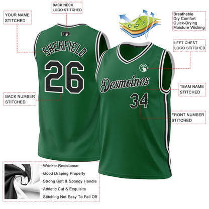 Custom Kelly Green Black-White Authentic Throwback Basketball Jersey