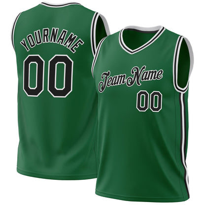 Custom Kelly Green Black-White Authentic Throwback Basketball Jersey