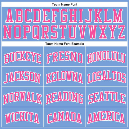 Custom Light Blue White Pinstripe Pink Authentic Basketball Jersey