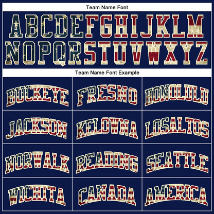 Custom Navy White Pinstripe Vintage USA Flag Cream-Red Authentic Basketball Jersey