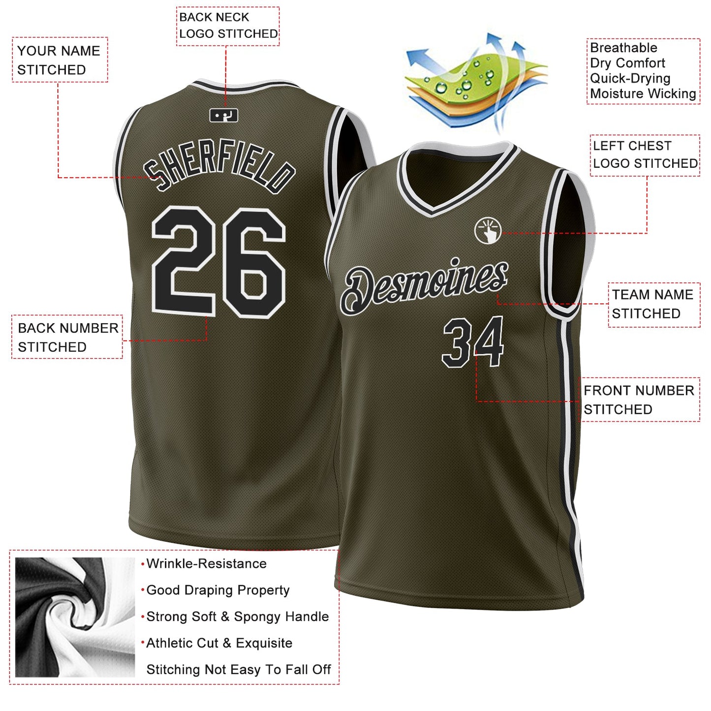 Custom Olive Black-White Authentic Throwback Salute To Service Basketball Jersey