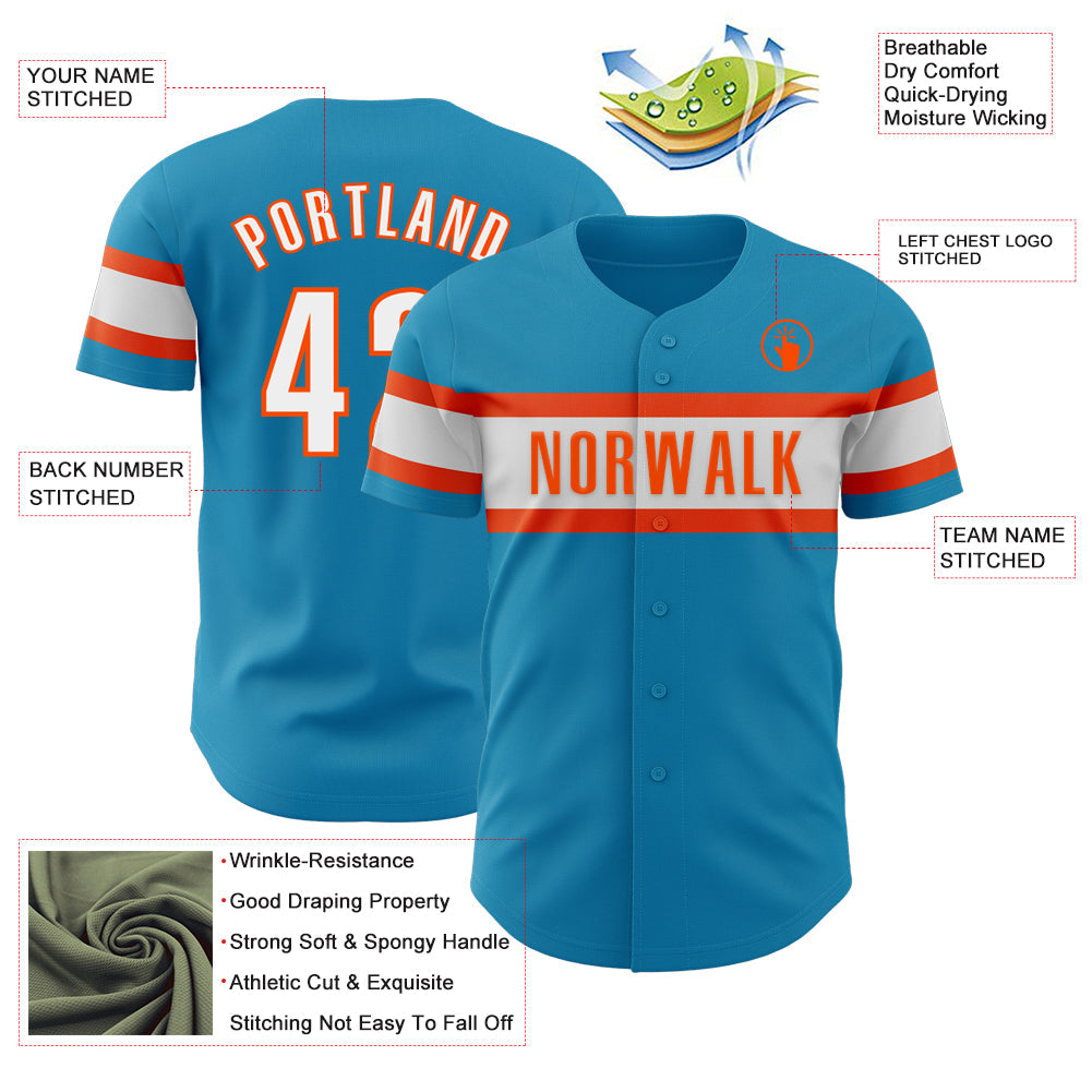 Custom Panther Blue White-Orange Authentic Baseball Jersey