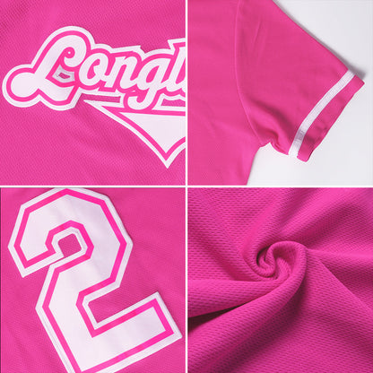 Custom Pink Kelly Green-White Authentic Softball Jersey