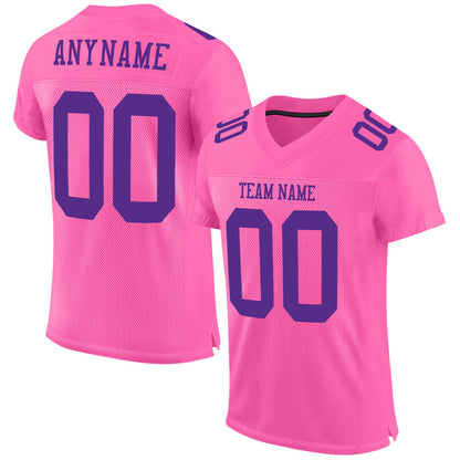 Custom Pink Purple Mesh Authentic Football Jersey