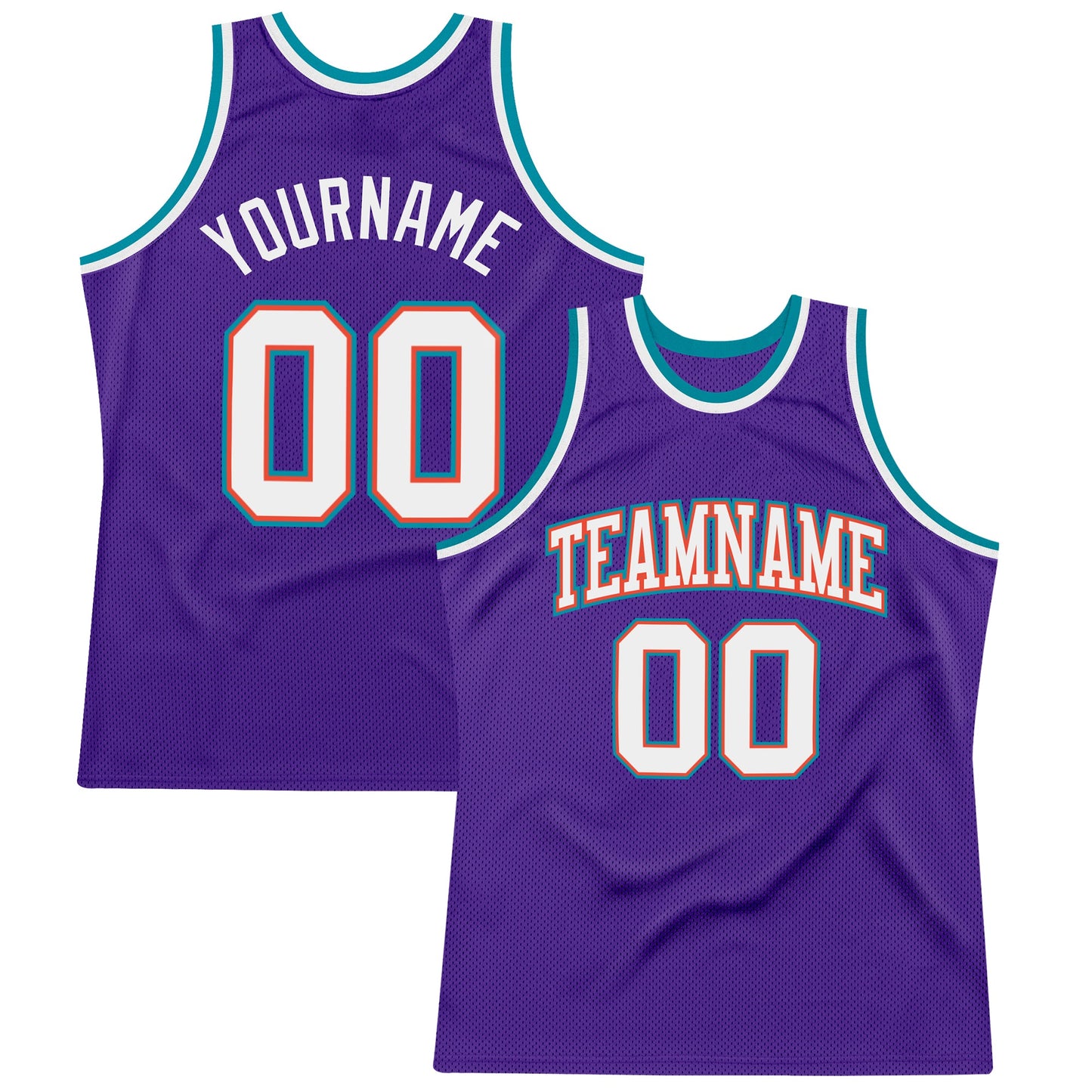 Custom Purple White-Teal Authentic Throwback Basketball Jersey