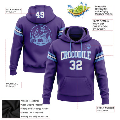 Custom Stitched Purple White-Light Blue Football Pullover Sweatshirt Hoodie