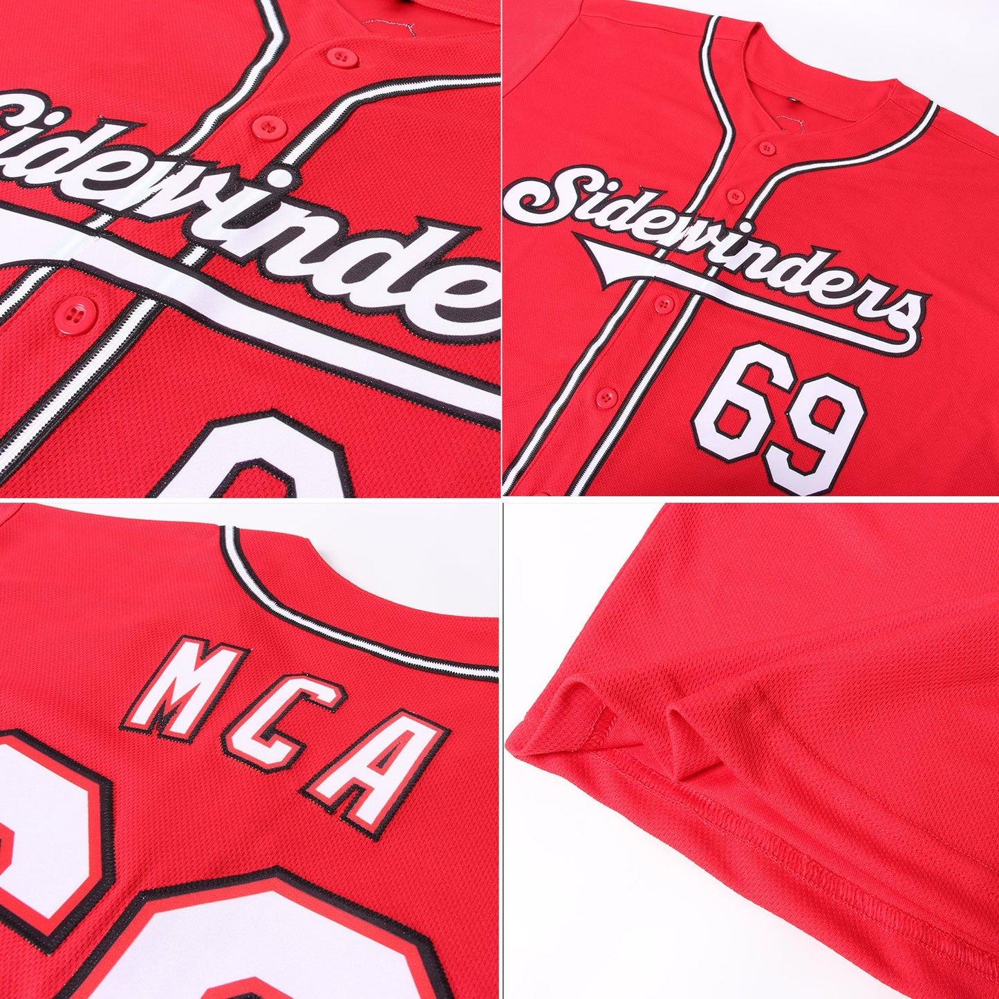 Custom Red White-Black Authentic Softball Jersey