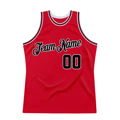 Custom Red Black-Red Authentic Throwback Basketball Jersey