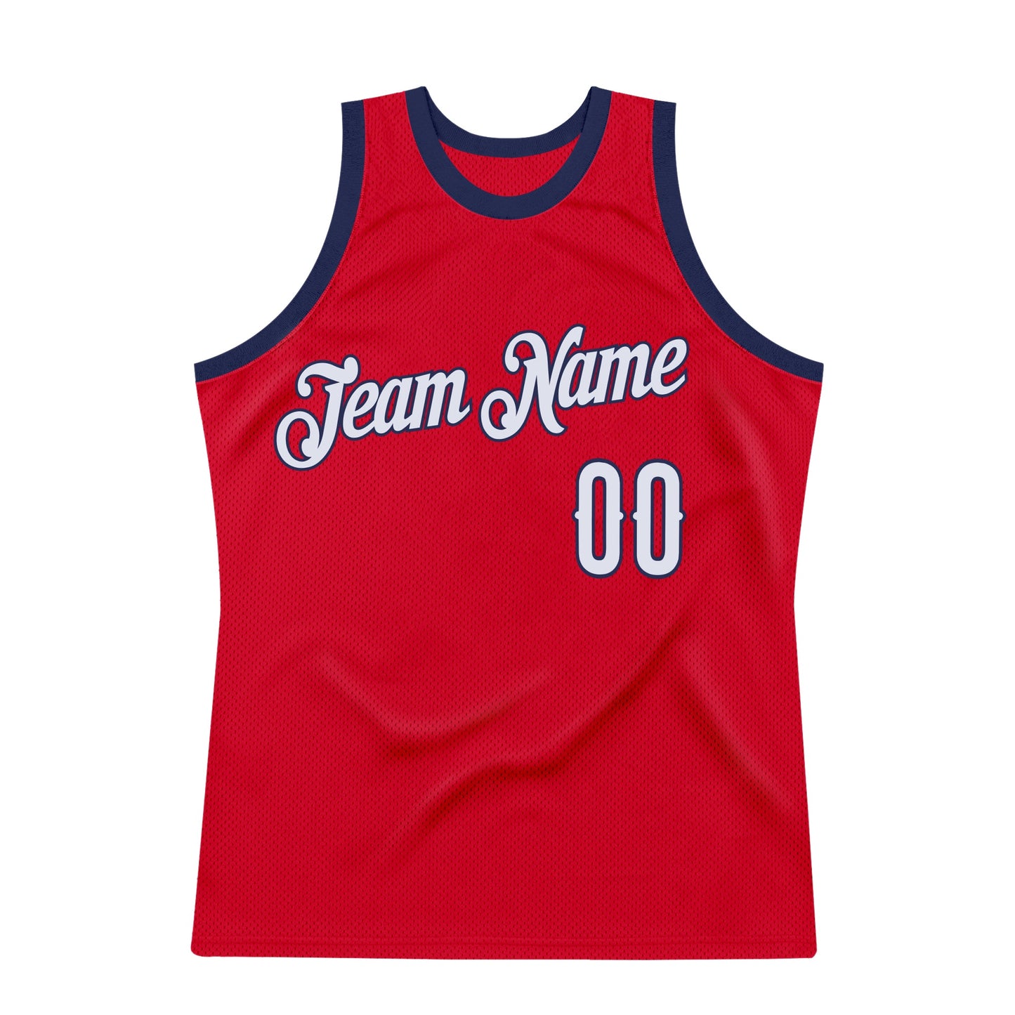 Custom Red White-Navy Authentic Throwback Basketball Jersey