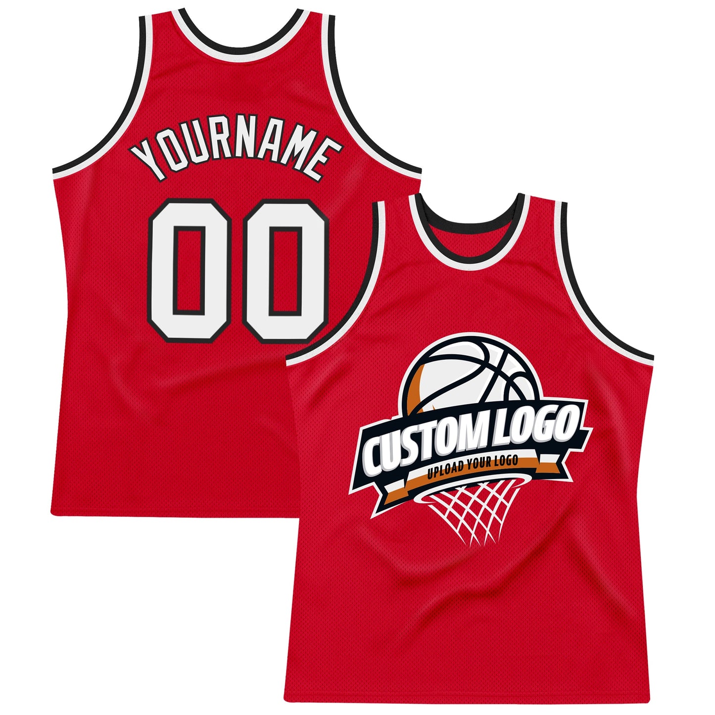 Custom Red White-Black Authentic Throwback Basketball Jersey