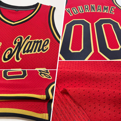 Custom Red White-Black Authentic Throwback Basketball Jersey