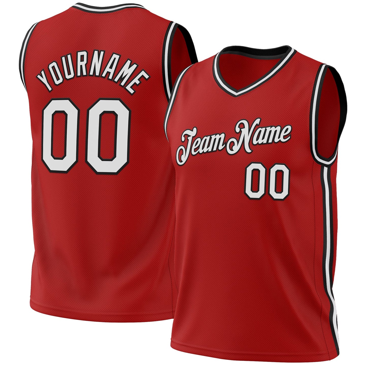 Custom Red White-Black Authentic Throwback Basketball Jersey