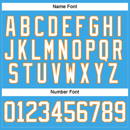Custom Sky Blue White-Bay Orange Hockey Lace Neck Jersey