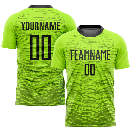 Custom Neon Green Black Sublimation Soccer Uniform Jersey