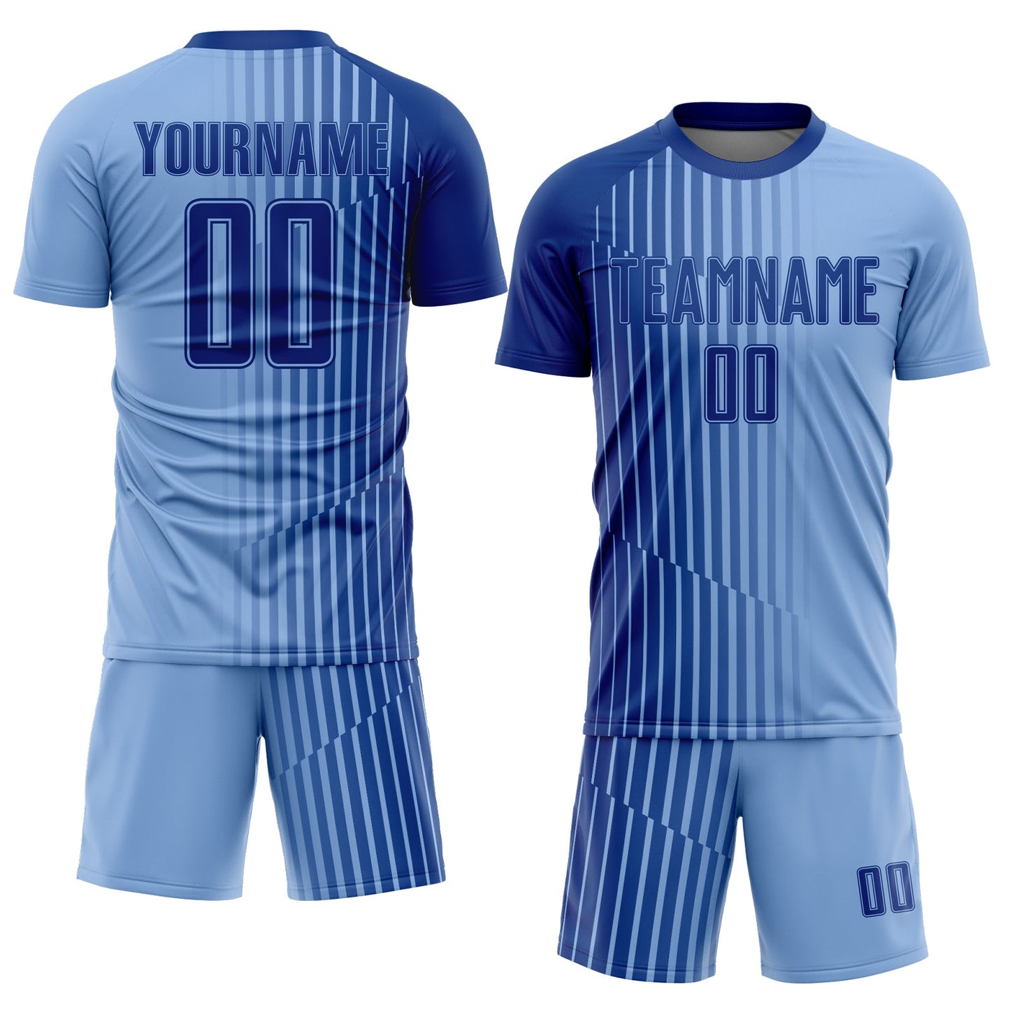 Custom Light Blue Royal Lines Sublimation Soccer Uniform Jersey